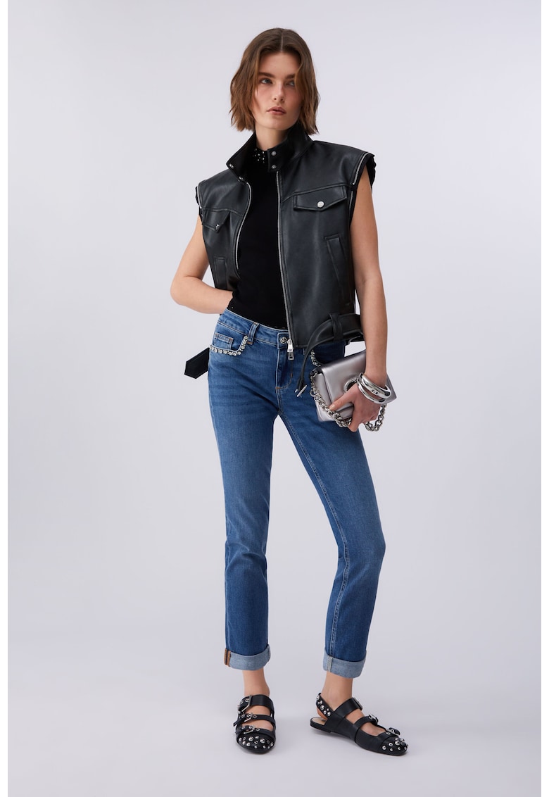 Blugi skinny cu terminatie rasucita - Bleumarin