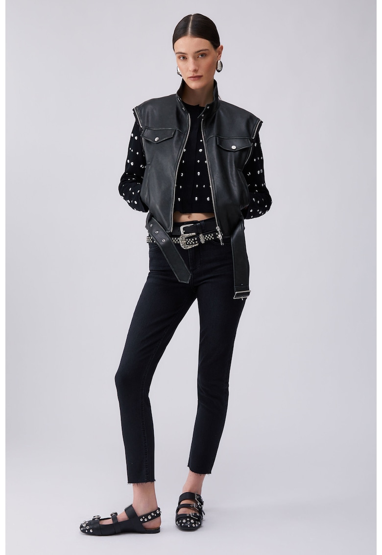 Blugi skinny cu talie inalta - Negru