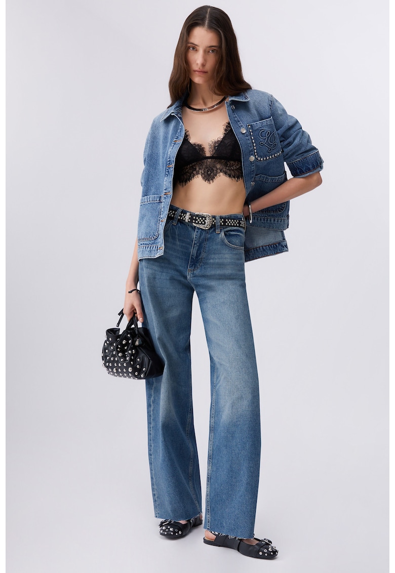 Jacheta-camasa crop din denim - Albastru