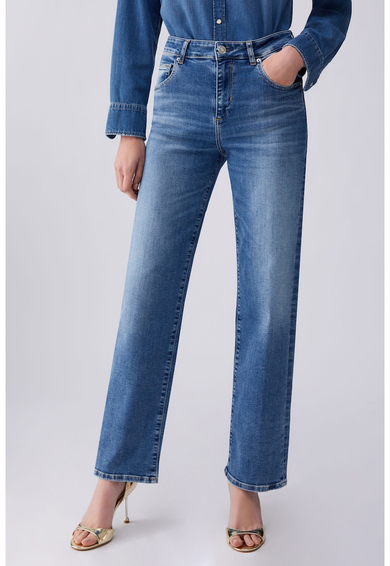 Blugi crop drepti - Bleumarin