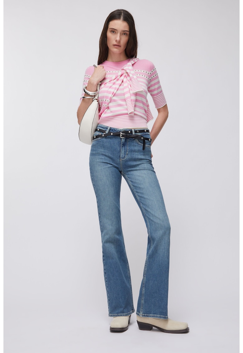Blugi bootcut cu talie inalta - Bleumarin