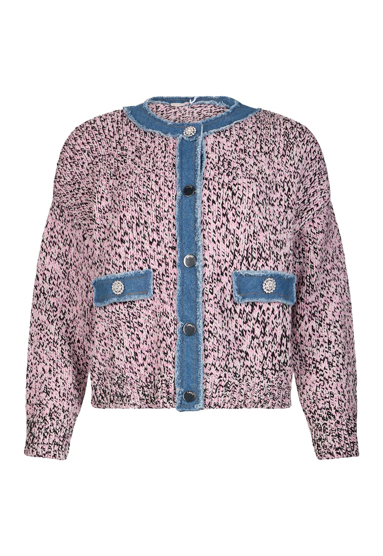 Cardigan din tricout mouline cu nasturi - Roz