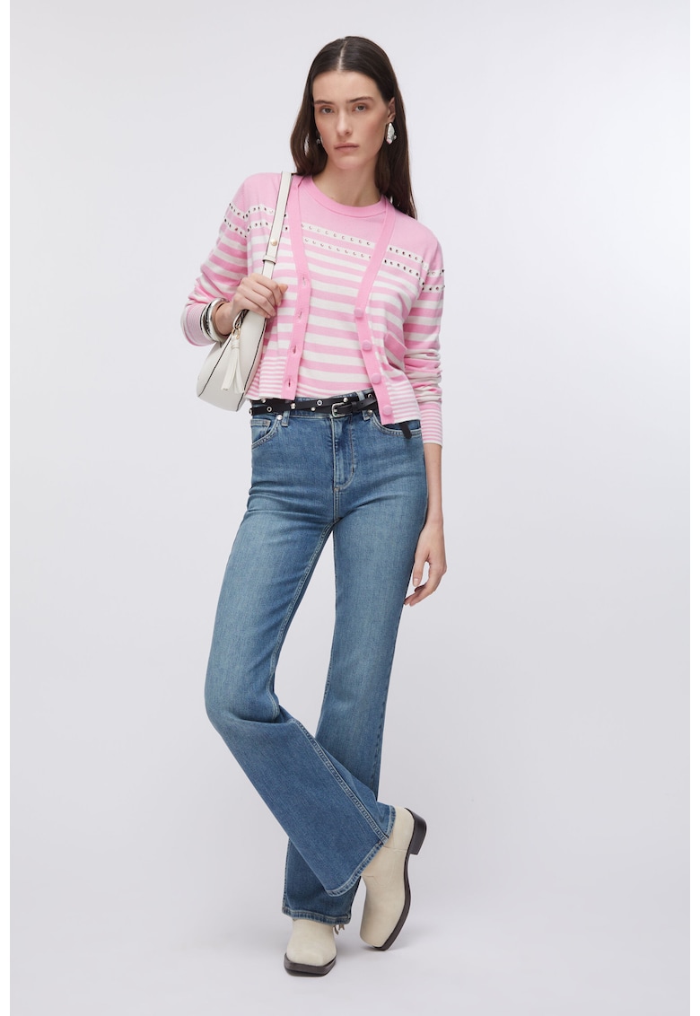 Cardigan crop din amestec de lana - Roz