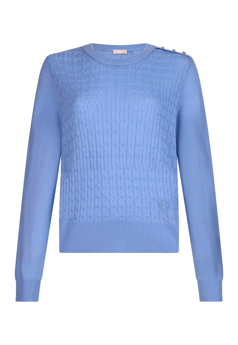 Pulover uni din amestec de lana - Albastru deschis