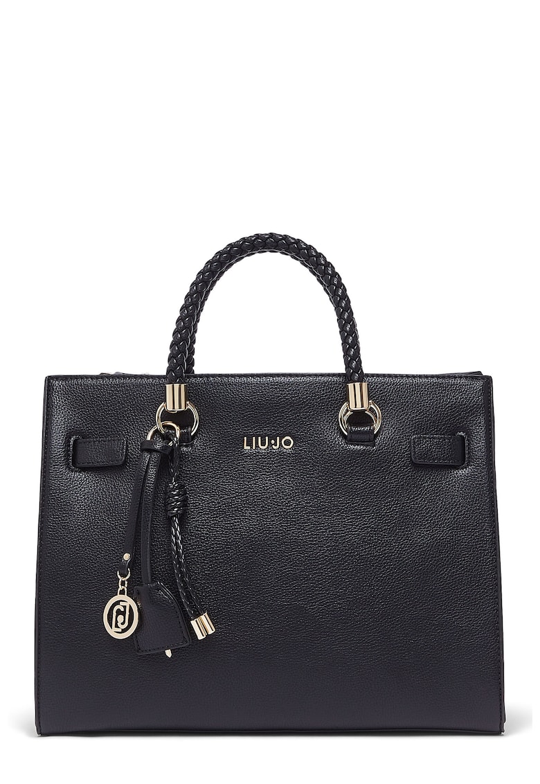 Geanta shopper cu detaliu lant - Negru