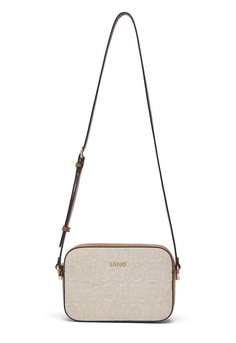 Geanta crossbody de piele ecologica cu insertii de in - Bej