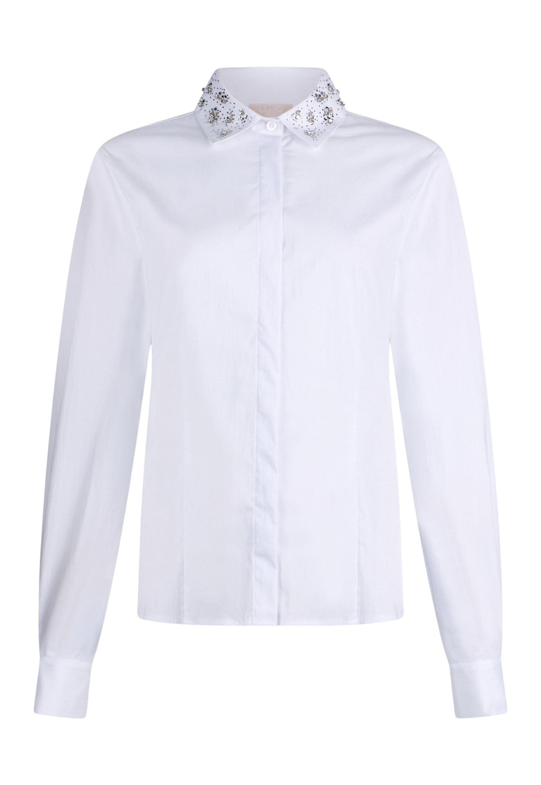 Camasa slim fit cu guler cu strasuri - Alb