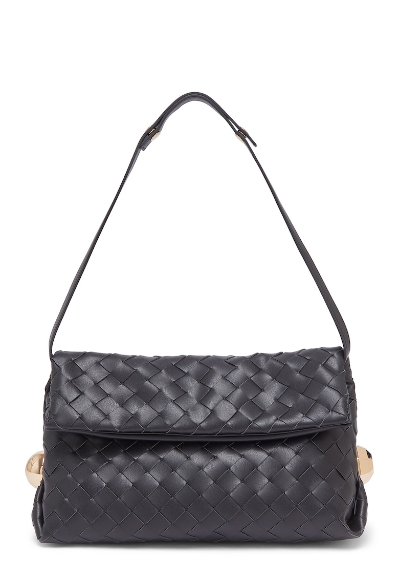 Geanta de piele ecologica cu design tesut - Negru