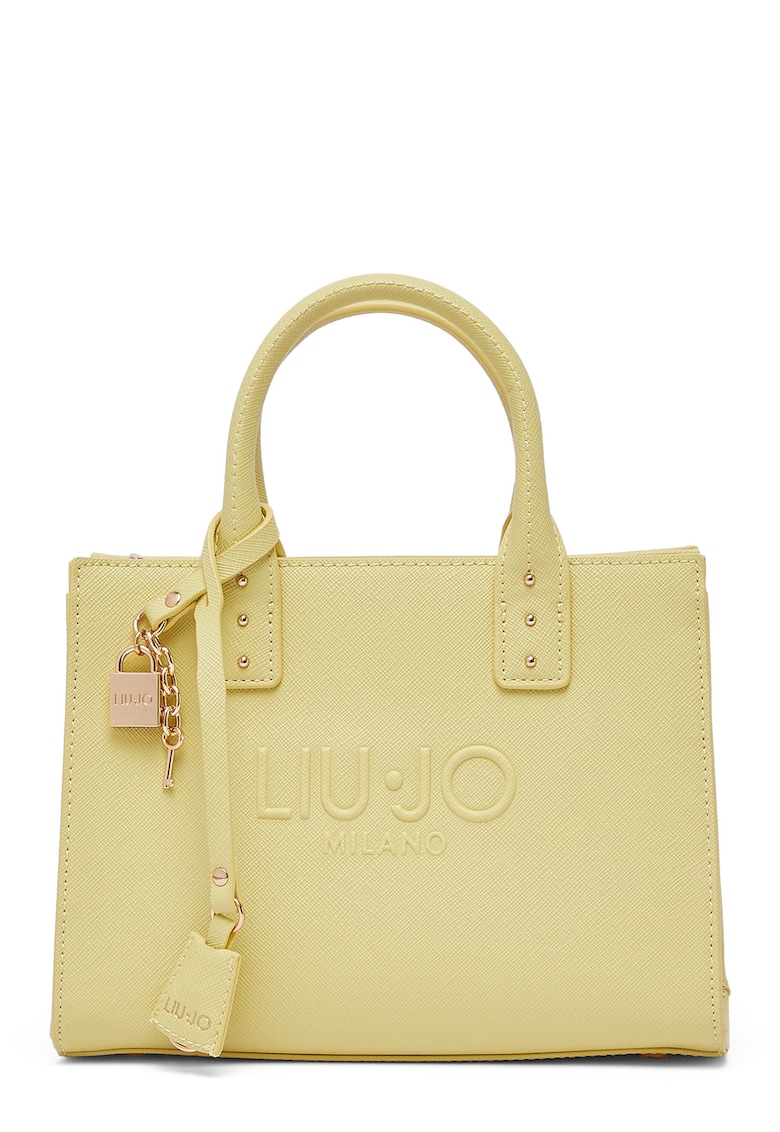 Geanta crossbody din piele ecologica cu logo in relief - Galben