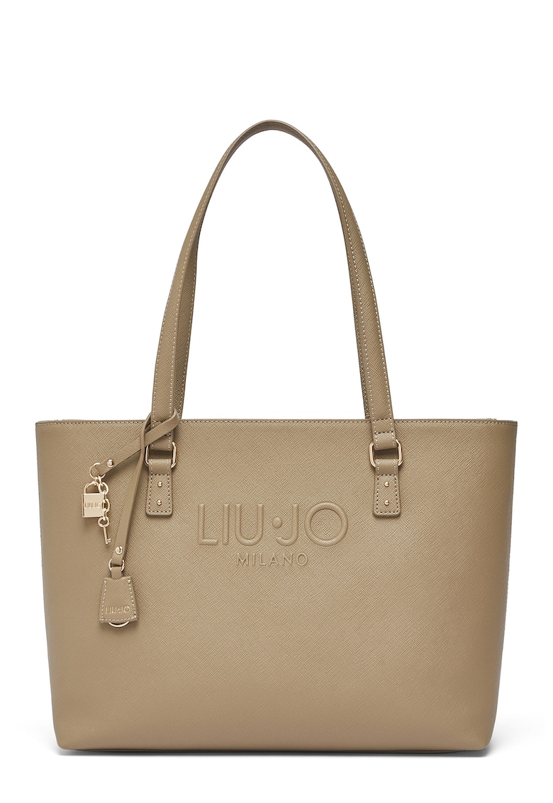 Geanta tote cu logo in relief - Maro/Bej