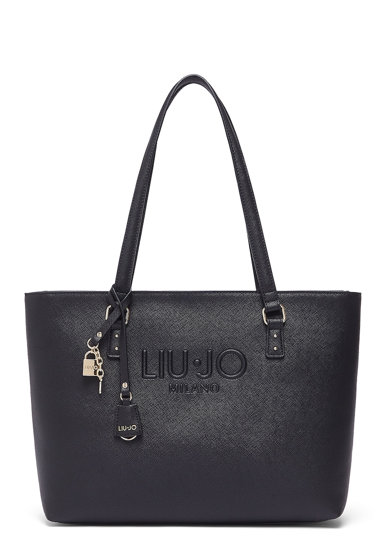 Geanta tote cu logo in relief - Negru