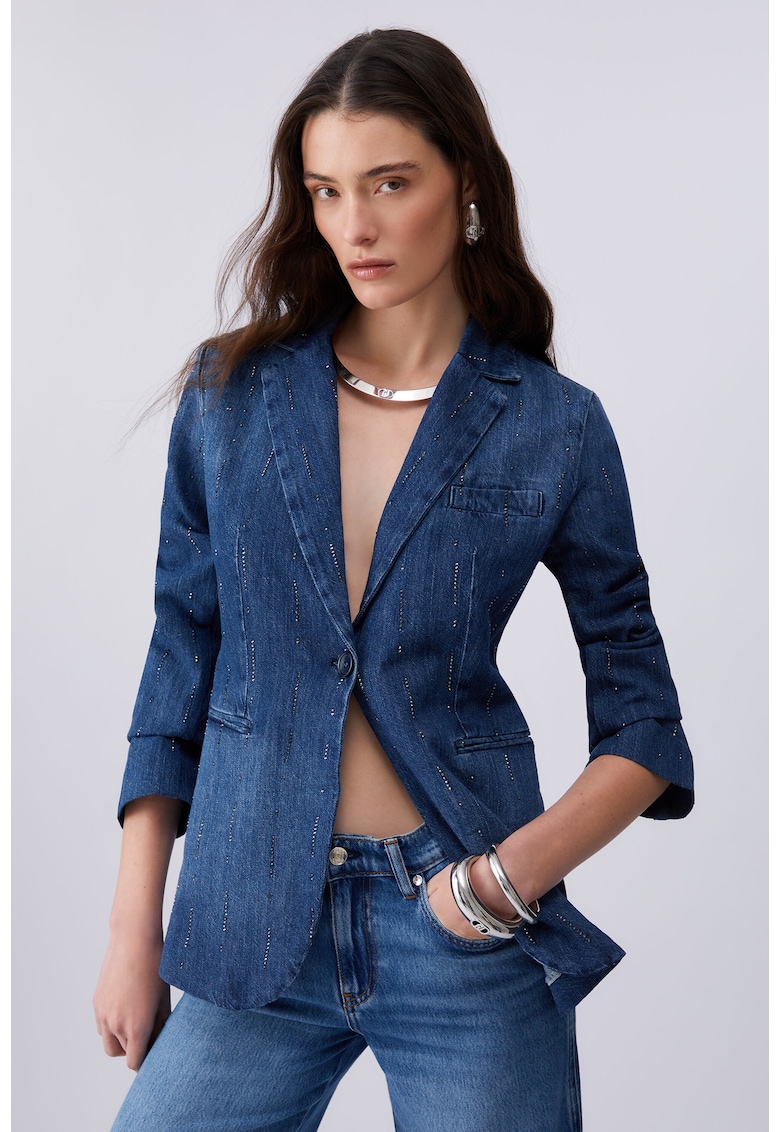 Sacou din denim cu strasuri - Bleumarin