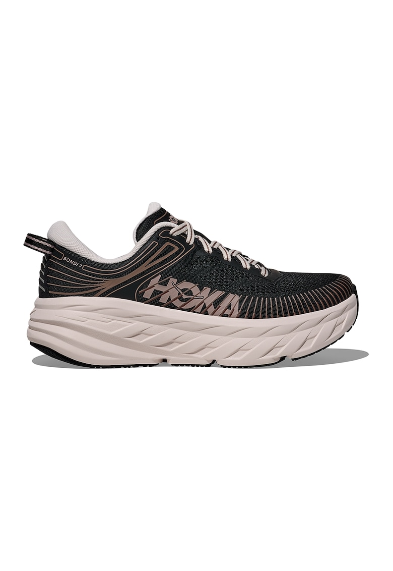 Pantofi Bondi 7 din material textil cu insertii din material sintetic - pentru alergare - Negru/Roz pal