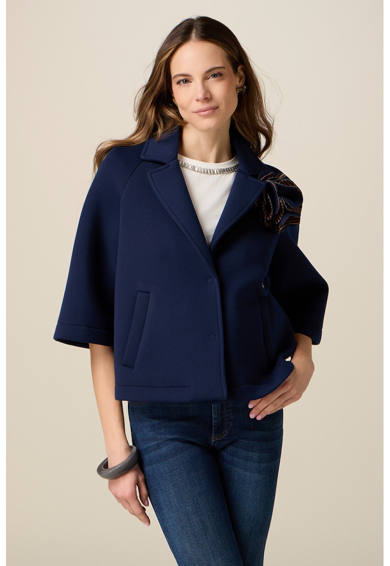 Jacheta scurta cu maneci raglan 3/4 - Caramel/Bleumarin