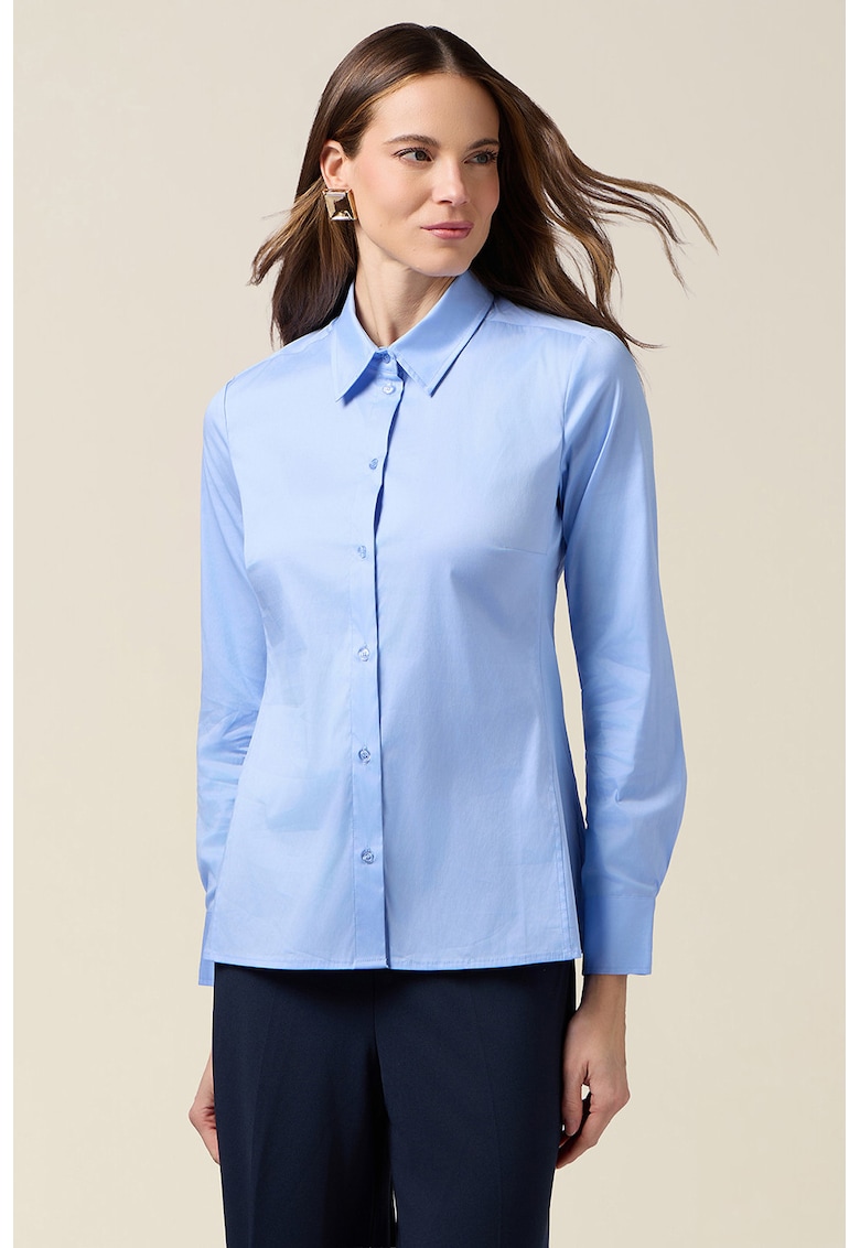 Camasa din poplin cu model uni - Albastru deschis