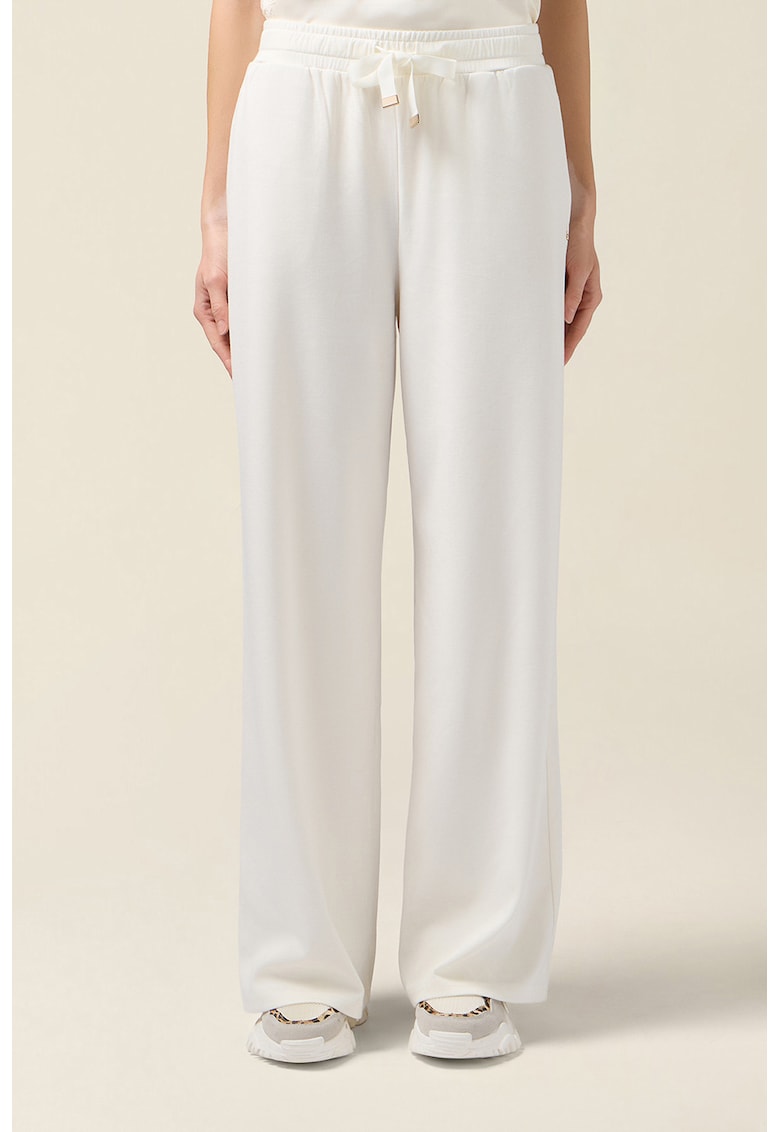 Pantaloni relaxed fit cu snur de ajustare - Alb