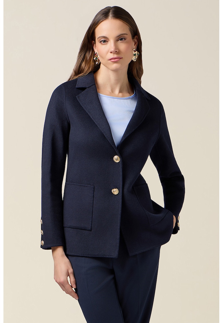 Sacou regular fit cu revere decupate - Albastru ultramarin