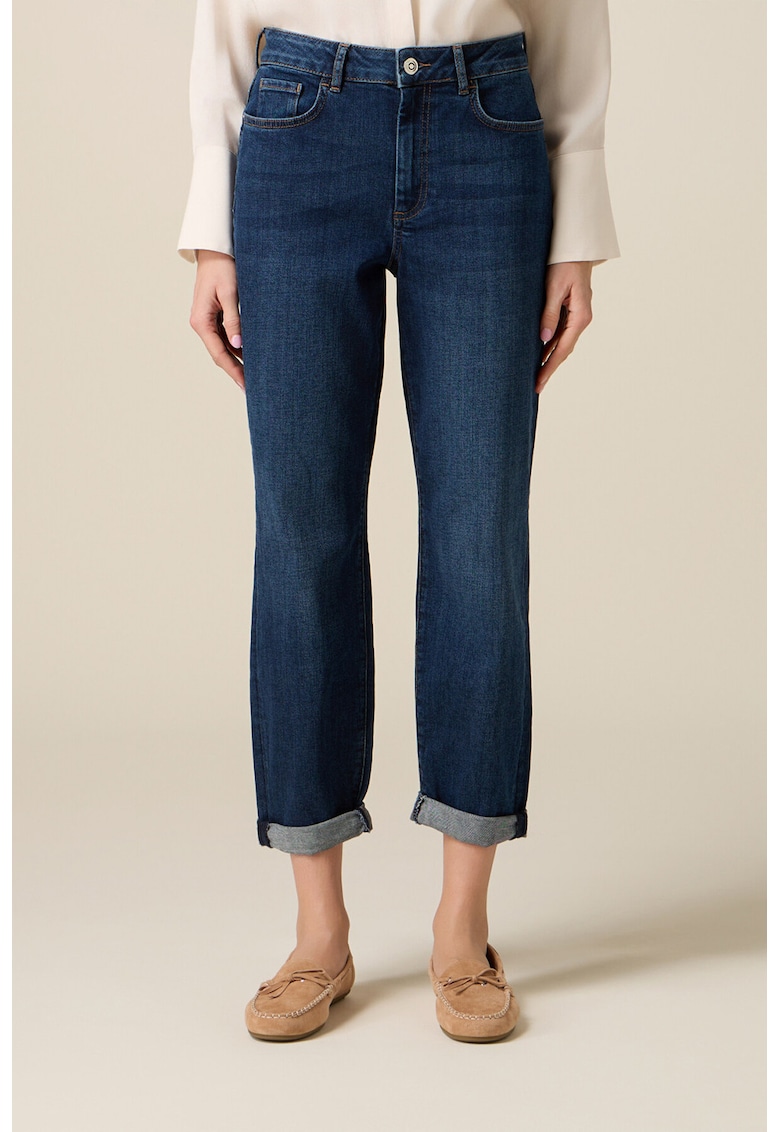 Blugi capri boyfriend - Albastru inchis
