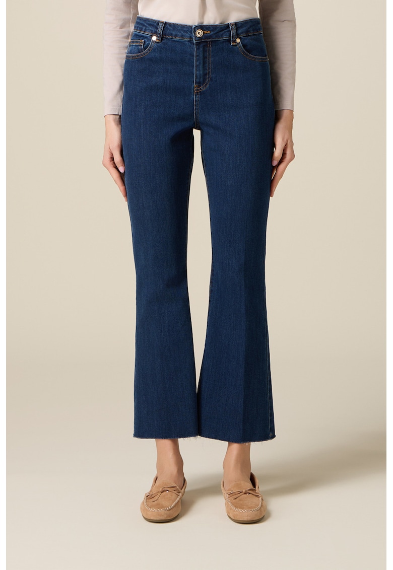 Blugi crop cu croiala bootcut - Bleumarin