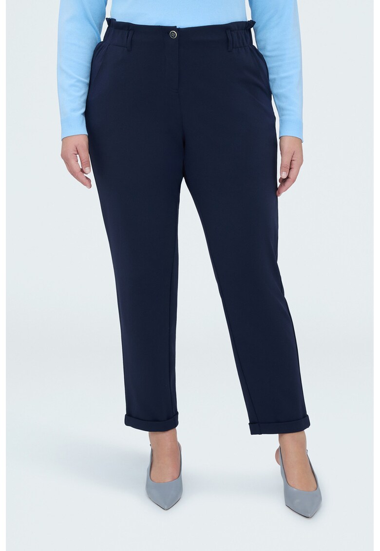 Pantaloni crop cu croiala conica - Bleumarin