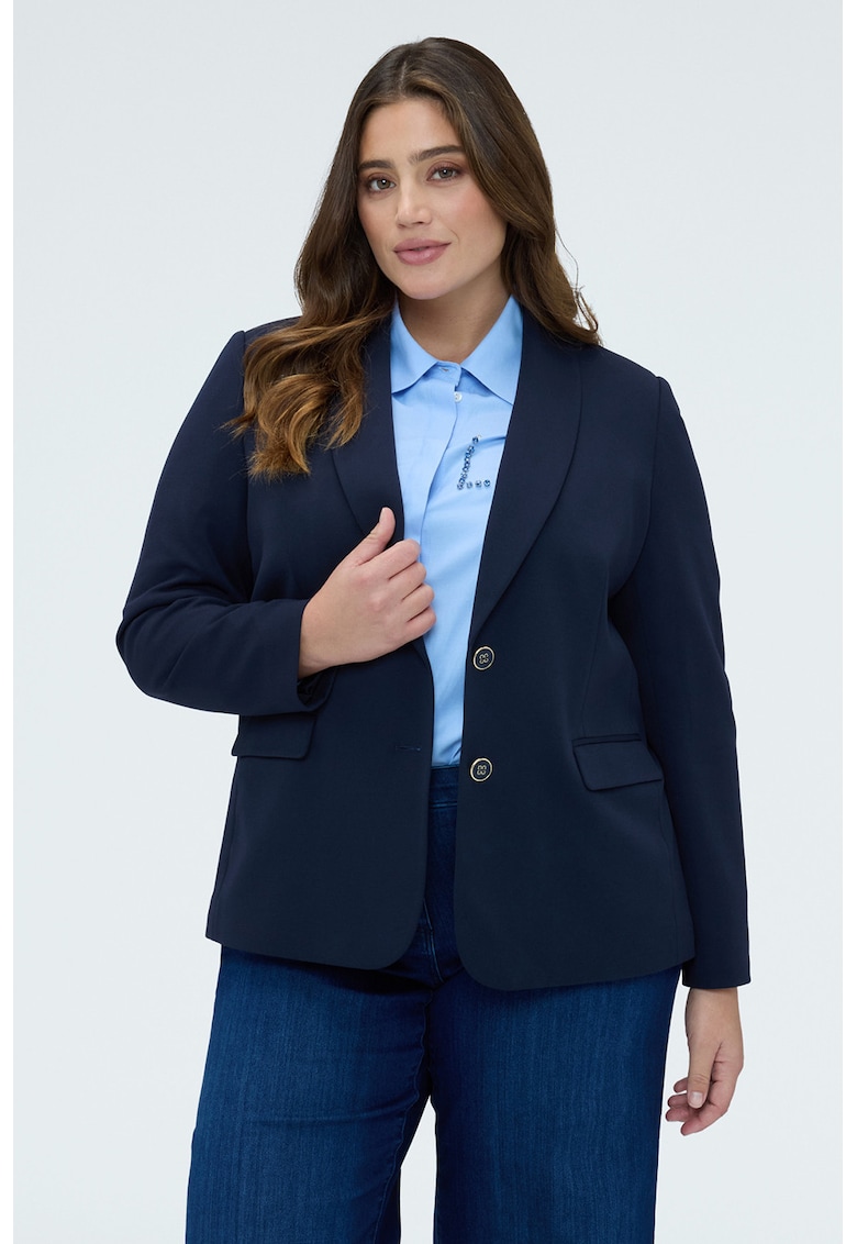 Sacou cambrat cu revere decupate - Bleumarin