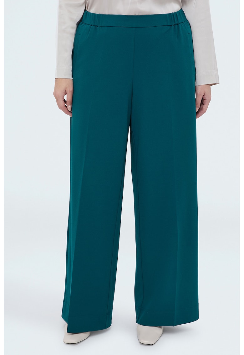 Pantaloni cu croiala ampla si detaliu cu pensa - Albastru petrol