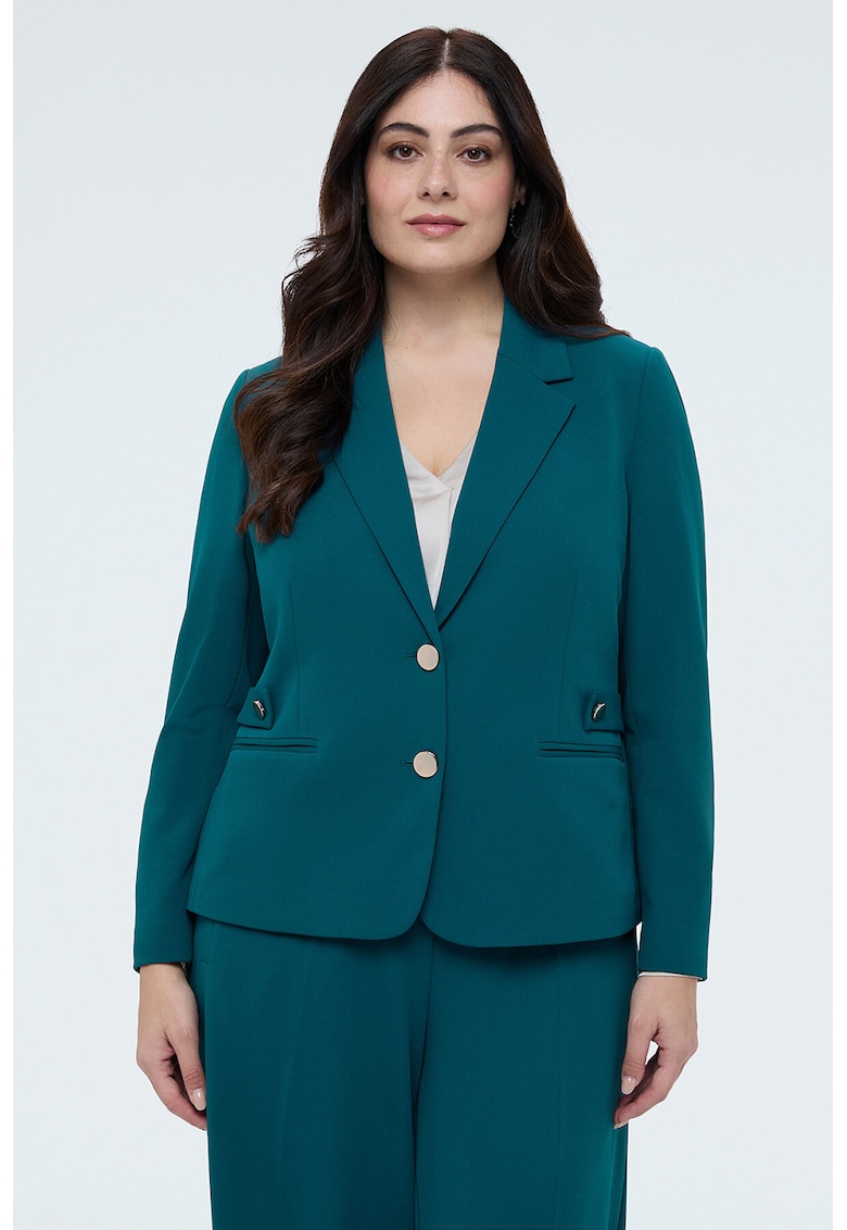 Sacou cu revere decupate si buzunare cu refliet - Albastru petrol