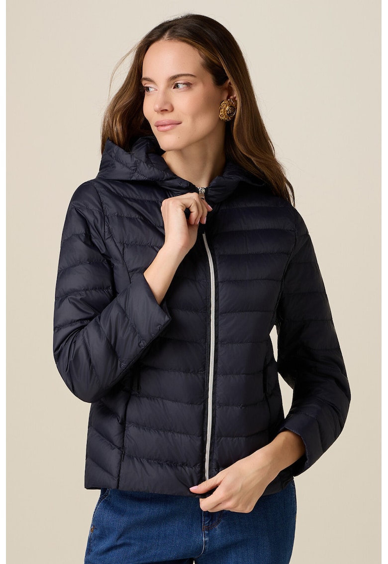 Jacheta matlasata cu gluga - Albastru ultramarin