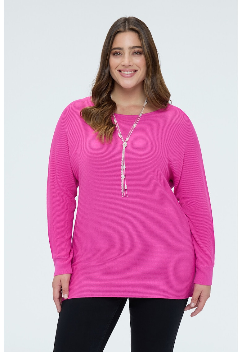 Pulover lung striat - Fucsia