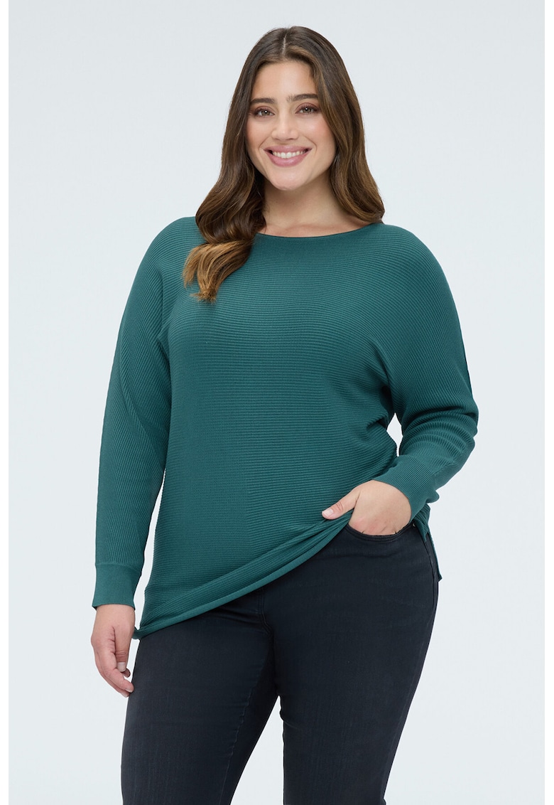 Pulover lung striat - Verde persan