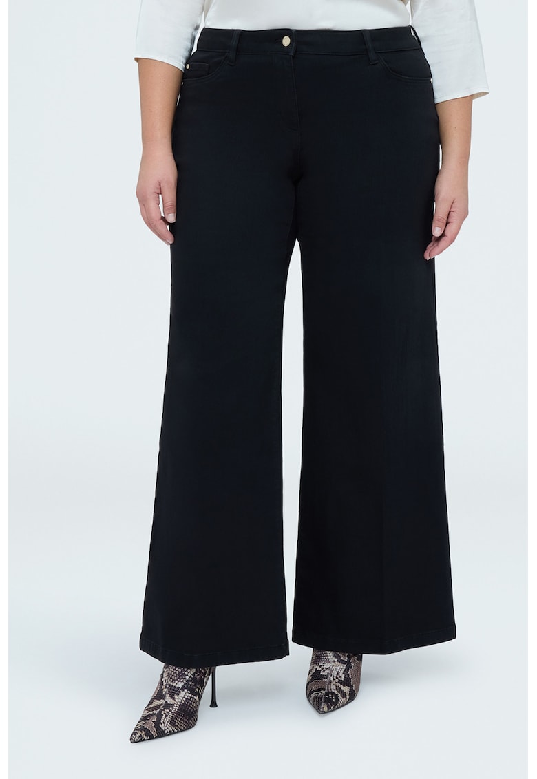 Blugi cu croiala ampla si model cu 5 buzunare - Negru