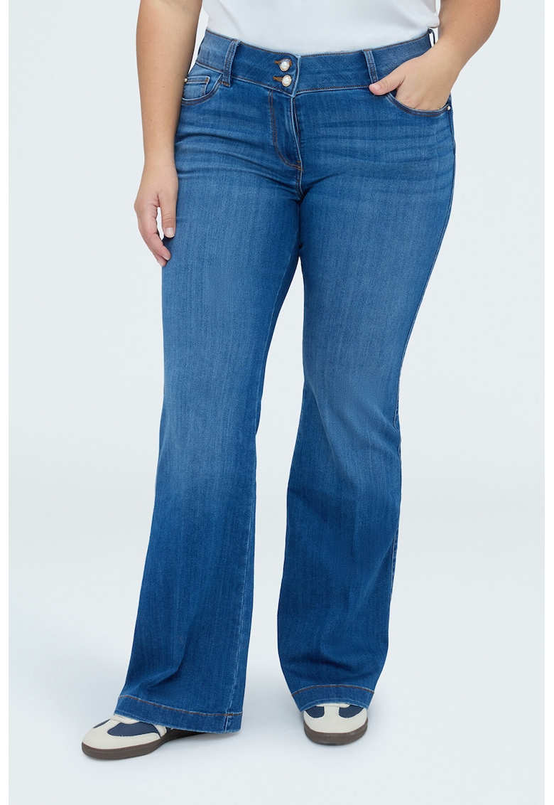 Blugi evazati cu aspect decolorat - Albastru deschis