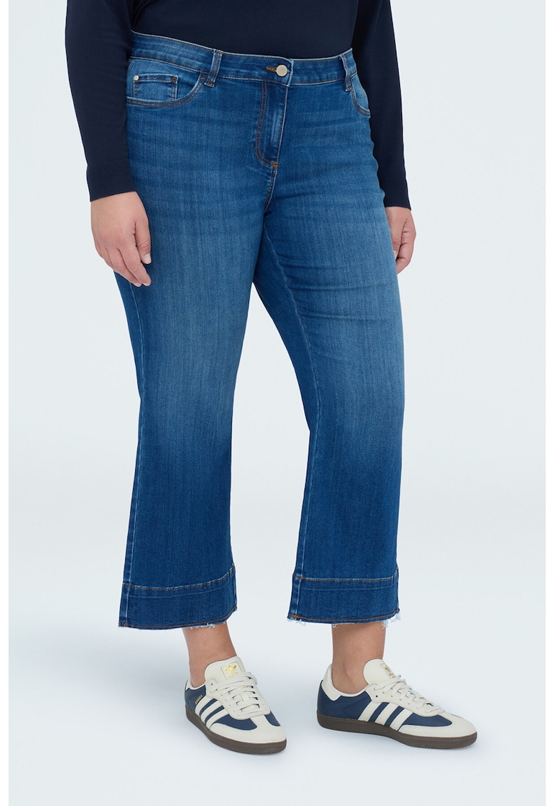 Blugi crop cu croiala bootcut - Albastru
