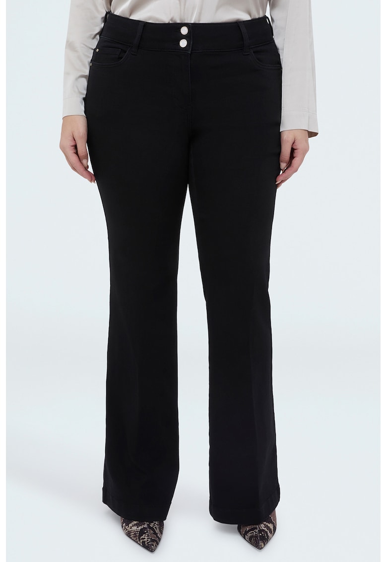 Blugi evazati cu model cu 5 buzunare - Negru