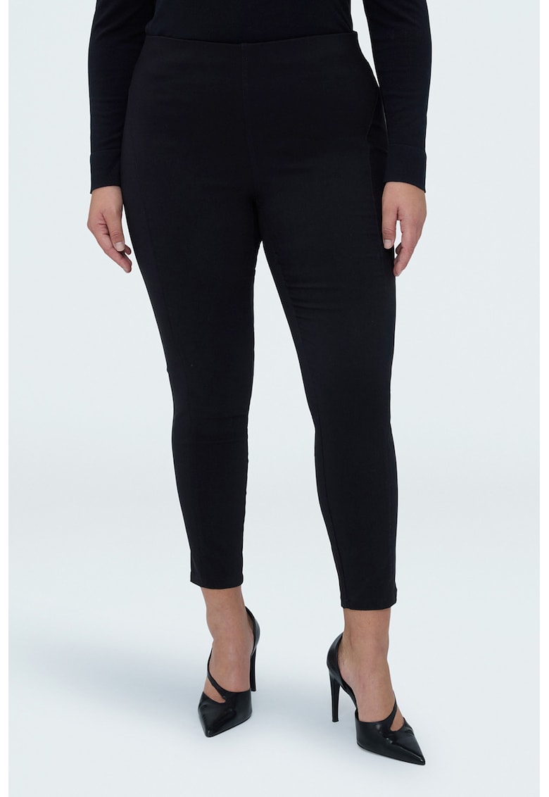 Pantaloni crop cu talie inalta - Negru