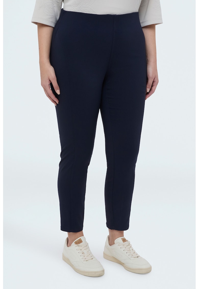 Pantaloni crop cu talie inalta - Bleumarin