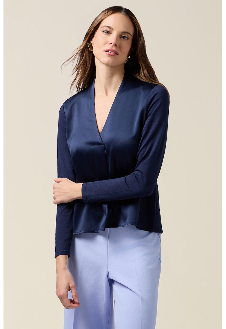 Bluza lejera cu decolteu in V - Bleumarin