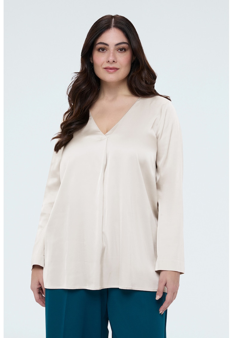 Bluza vaporoasa cu decolteu in V - Alb fildes