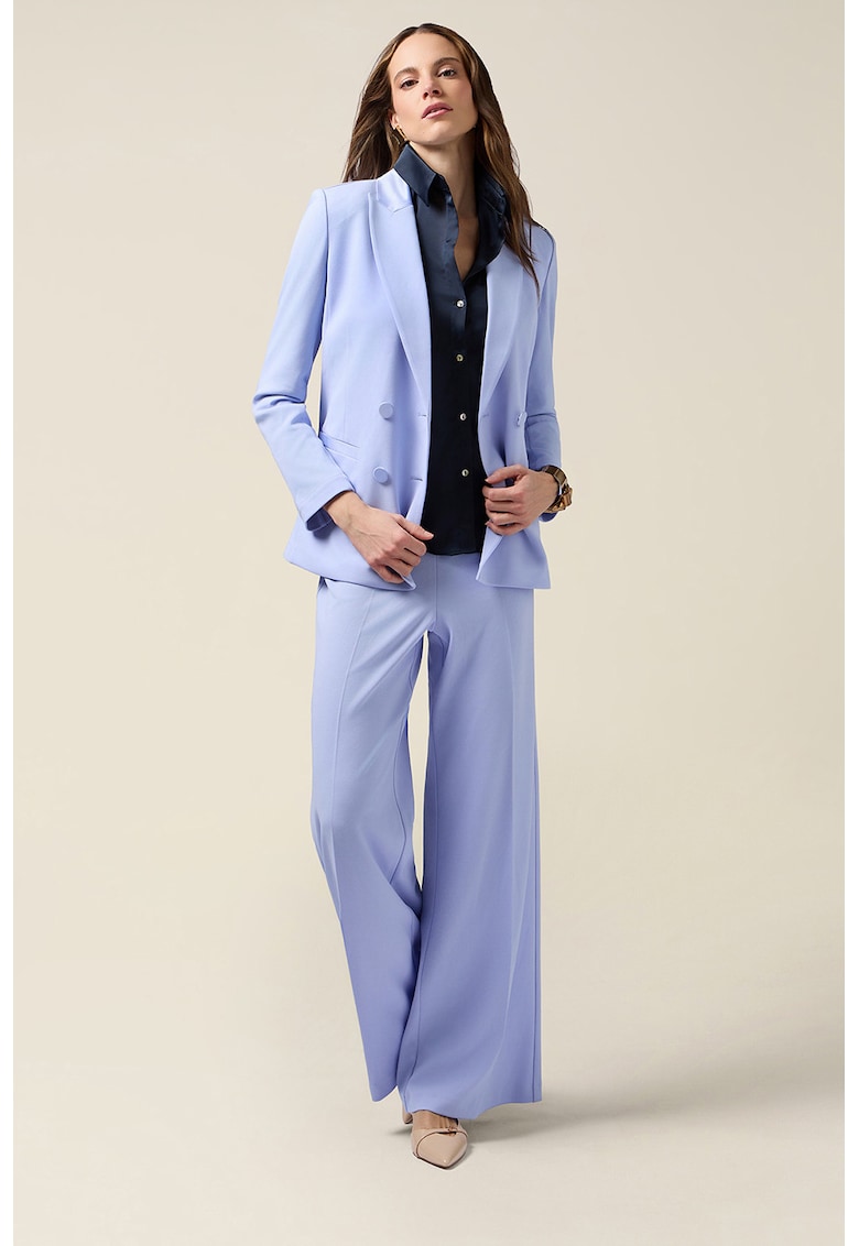 Pantaloni palazzo cu detalii pensa - Albastru azur