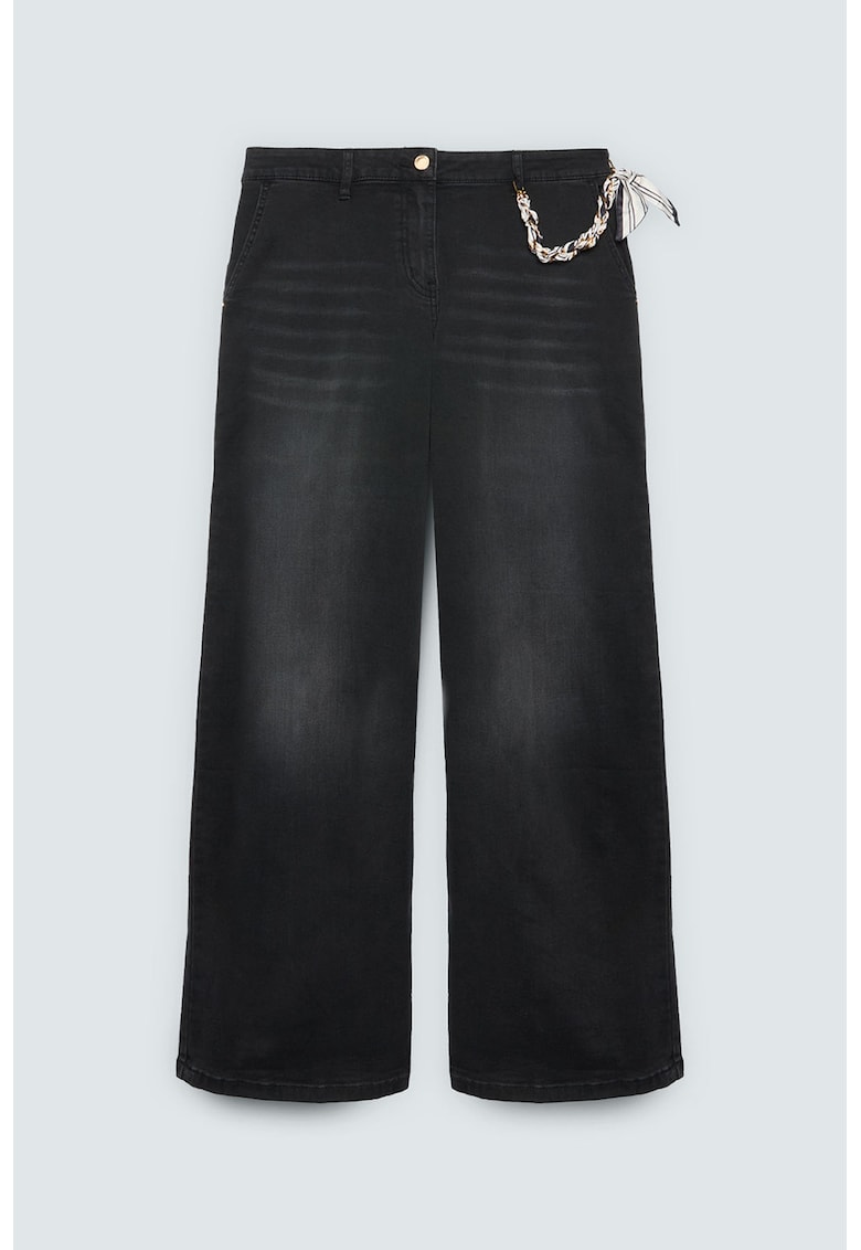 Blugi relaxed fit cu aspect decolorat - Negru stins/Alb murdar