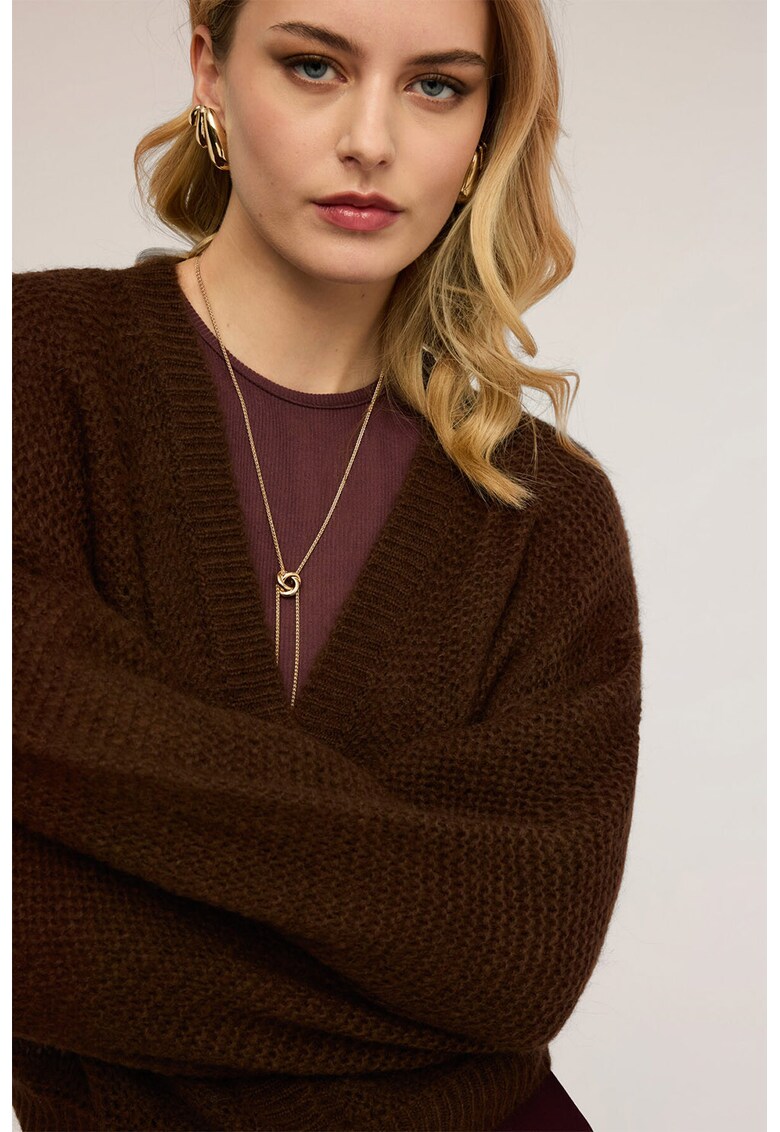 Cardigan lejer din amestec de lana si mohair - Maro inchis