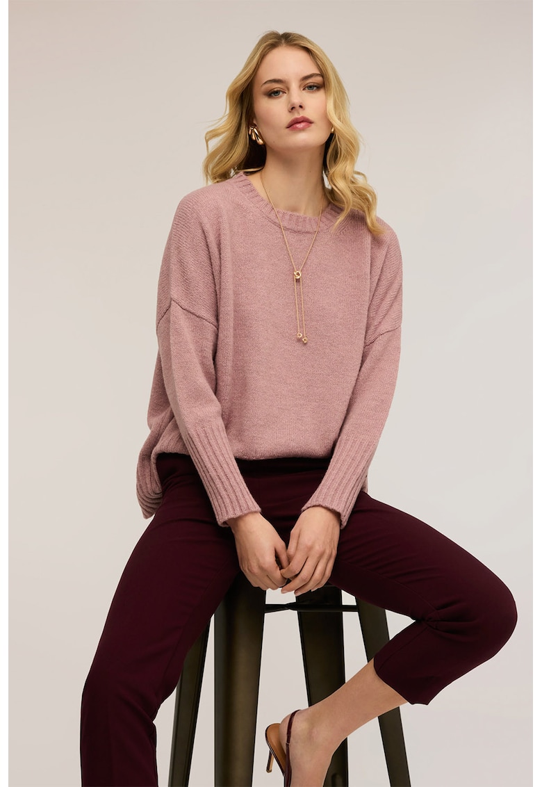 Pulover supradimensionat din amestec de lana - Roz stins