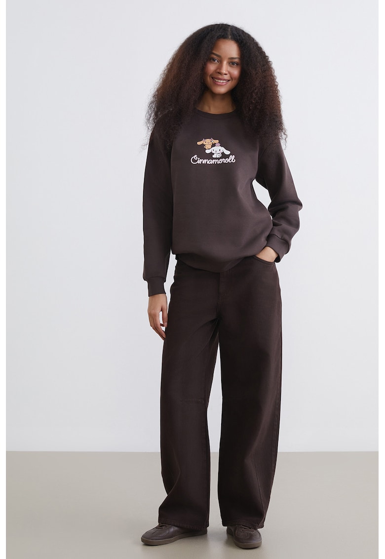 Bluza de trening cu imprimeu grafic - Maro