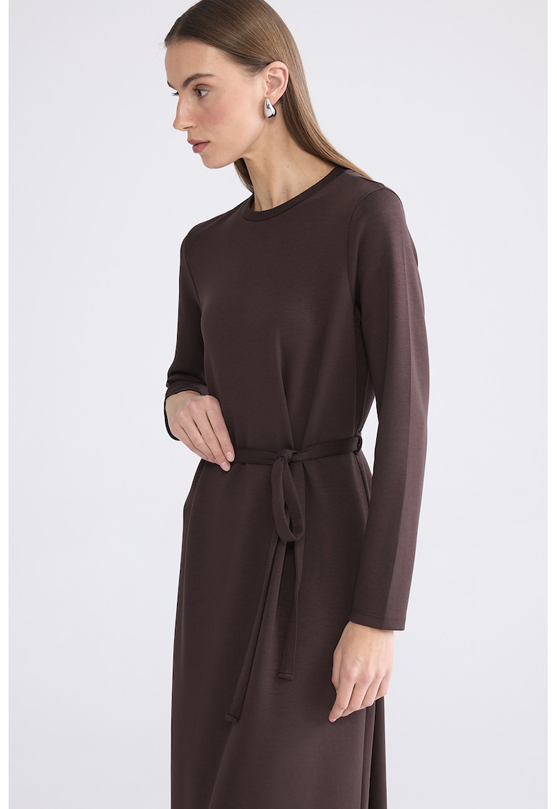 Rochie midi cu un cordon - Maro inchis