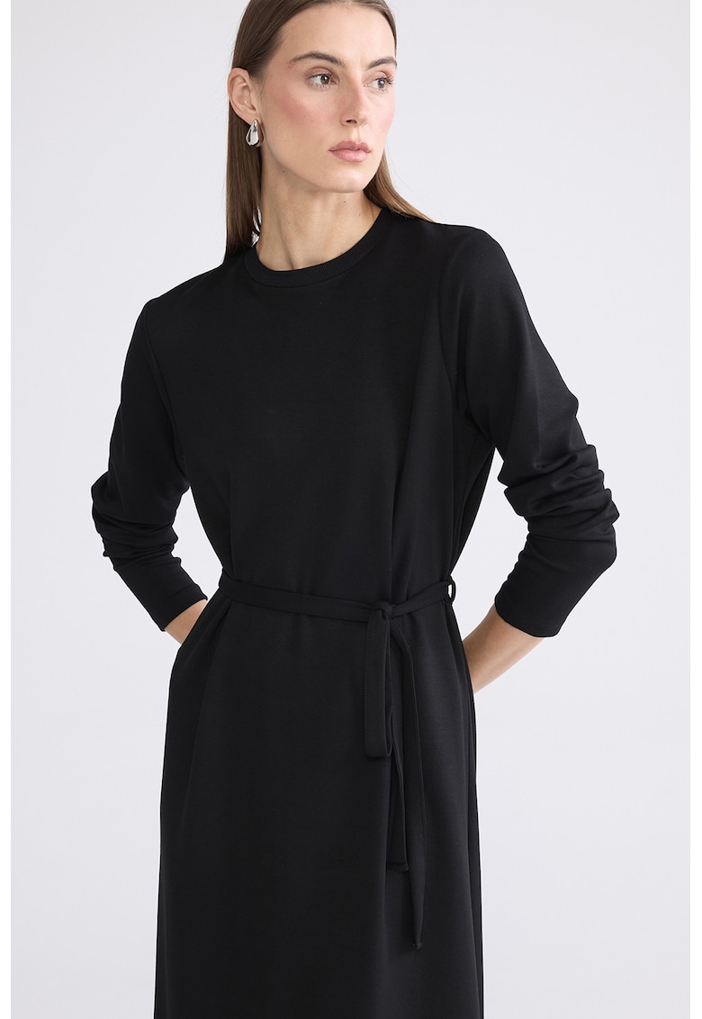 Rochie midi cu un cordon - Negru