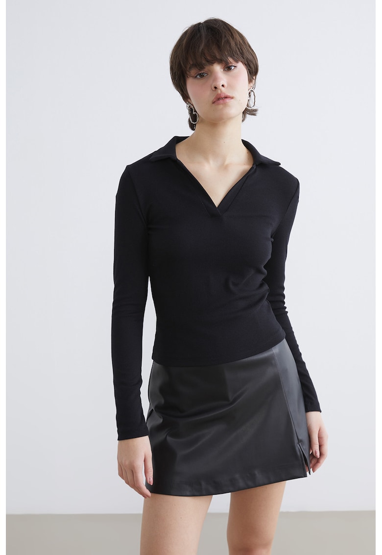 Bluza polo extra slim fit - Negru