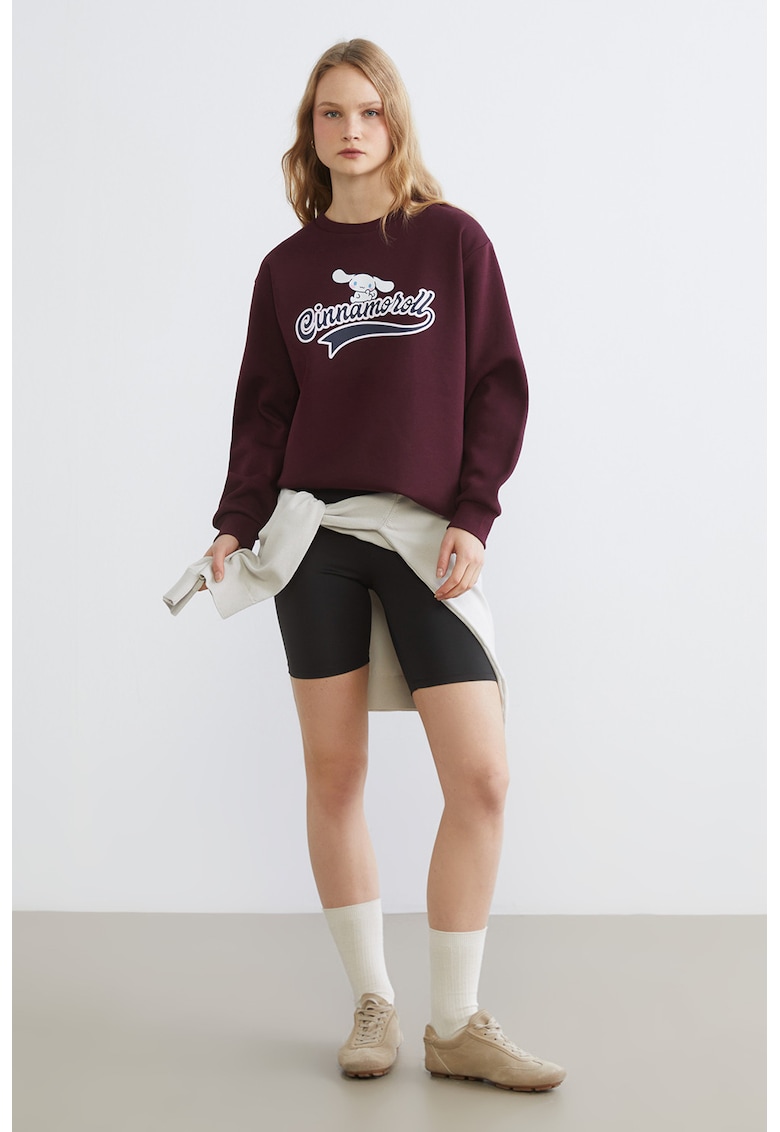 Bluza de trening supradimensionata cu Cinnamoroll - Visiniu