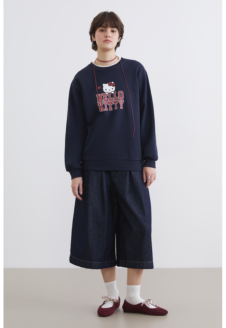 Bluza de trening lejera cu Hello Kitty - Bleumarin