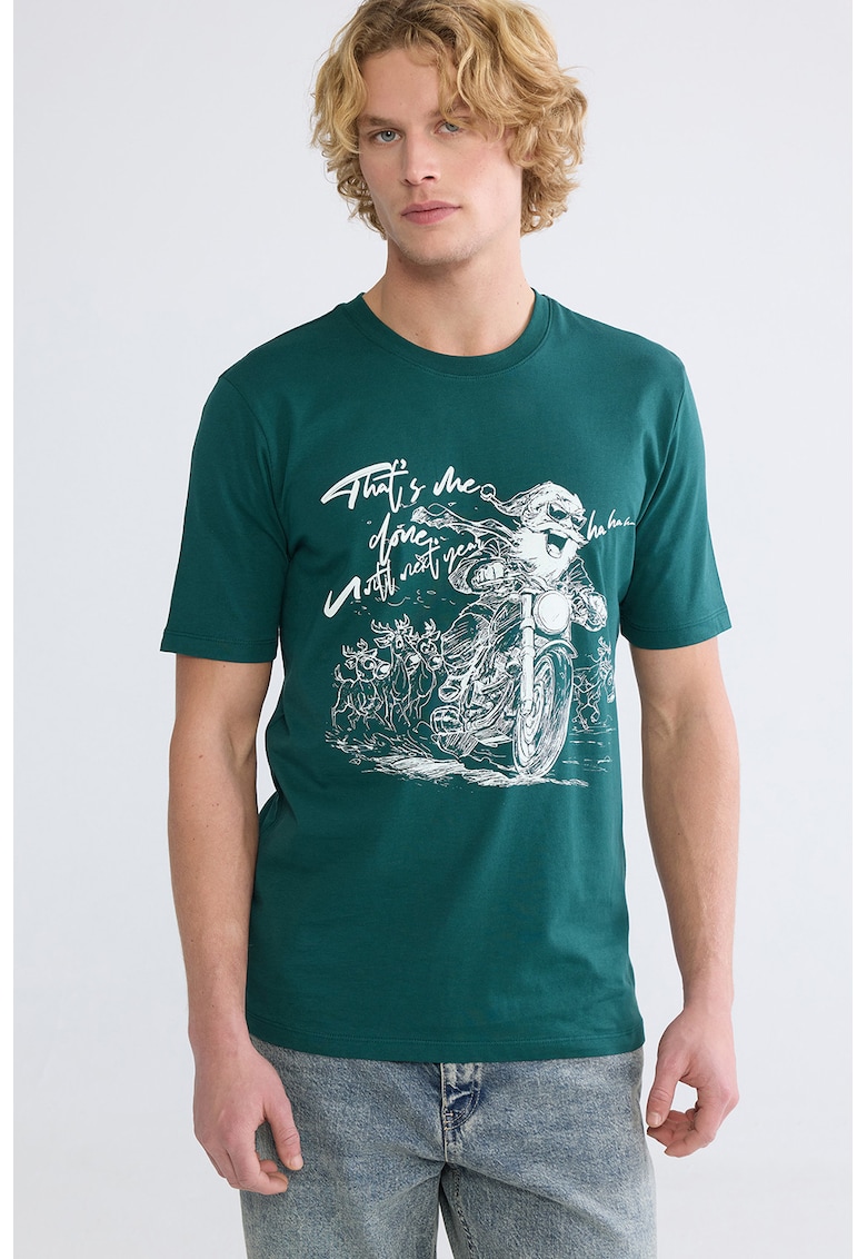 Lc Waikiki Tricou de bumbac cu imprimeu - Verde inchis