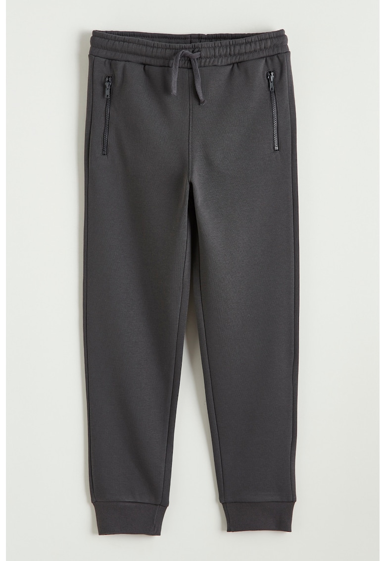 Pantaloni de trening din amestec de bumbac cu talie elastica - Gri antracit